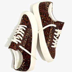 NIB Madewell Sidewalk Low-Top Calf Hair Sneakers in Leopard Size 7